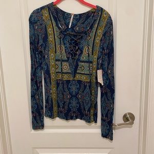 Free people NWT paisley top size small